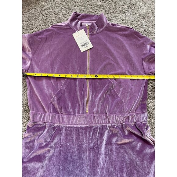 Fabletics Womens Long Sleeve Purple Wide Leg Zip-Up Velour Jumpsuit XXL Pockets - Picture 4 of 13